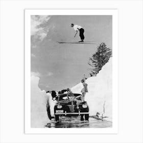 Rintable Vintage Skiing Photo Art Print