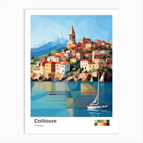 Collioure, France, Geometric Illustration 4 Poster Art Print