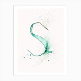 S, Letter, Alphabet Minimalist Watercolour Painting Art Print