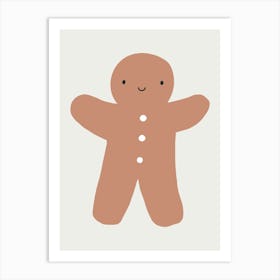 Gingerbread Man Cute Illustration Playroom Art Print