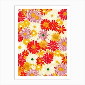 Oxeye Daisy Floral Print Warm Tones 2 Flower Art Print