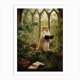 A Cat Reading A Book 2 Art Print