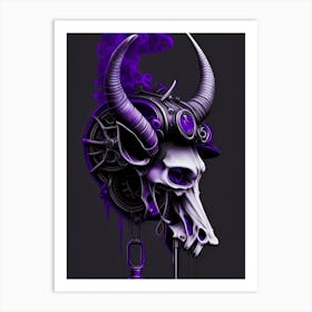 Animal Skull Purple Stream Punk Art Print