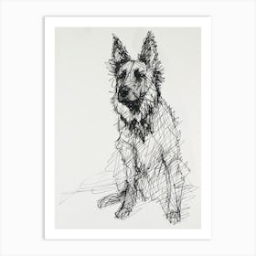 Belgian Sheepdog Line Sketch 4 Art Print