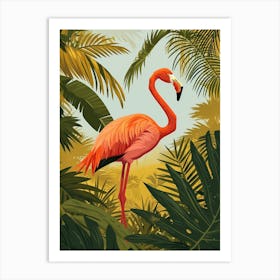 Greater Flamingo Rio Lagartos Yucatan Mexico Tropical Illustration 9 Art Print
