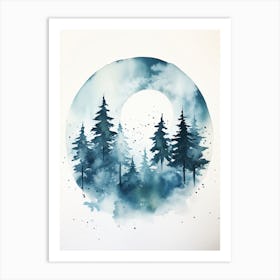 Watercolour Painting Of Boreal Forest   Northern Hemisphere 0 Art Print