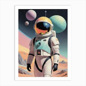 Astronaut In Space vintage retro sci-fi art Art Print