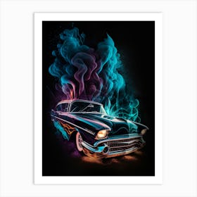 Muscle Smoke Drift Retro Racing vintage classic Car 1 Art Print