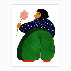 Flower Picking Lady Art Print