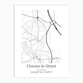 Chester Le Street,United Kingdom Minimalist Map Póster