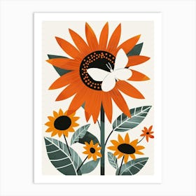 Sunflowers And Butterflies 2 Art Print