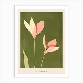 Pink & Green Cyclamen 3 Flower Poster Art Print