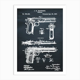 1897 J. M. Browning Pistol Art Print