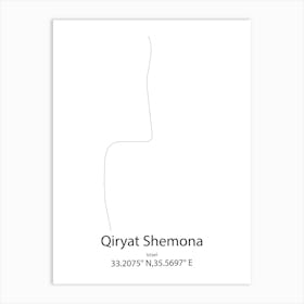 Qiryat Shemona,Israel Minimalist Map Art Print