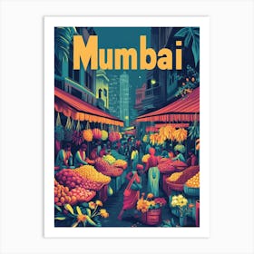 Aihrgdesign A 1970s Inspired Travel Poster For Mumbai 1 Art Print