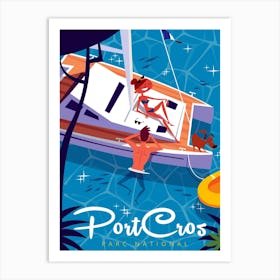 Port Cors Parc National Poster Blue & Brown Art Print