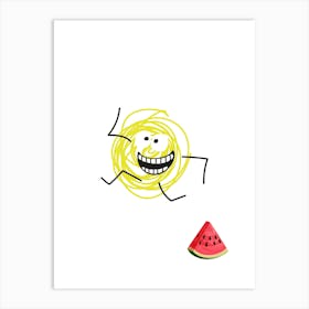 Watermelon.A work of art. Children's rooms. Nursery. A simple, expressive and educational artistic style. Art Print