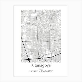 Kitanagoya,Japan Minimalist Map Art Print