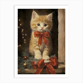 Christmas Kitten 2 Art Print