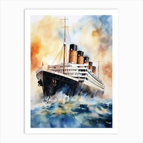 Titanic Ship Watercolour Painting 2 Art Print