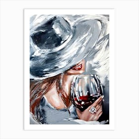 Woman With A Glass Art Print