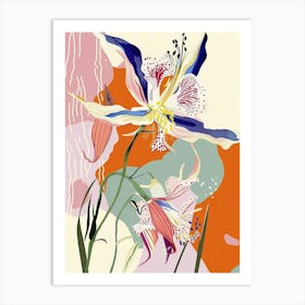 Colourful Flower Illustration Columbine 3 Art Print