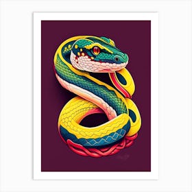 Jamaican Boa Snake Tattoo Style Art Print
