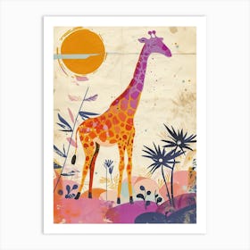 Giraffe In The Sun Storybook Watercolour Inspired 1 Art Print
