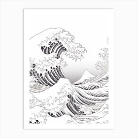 Line Art Inspired By The Great Wave Off Kanagawa 2 Art Print
