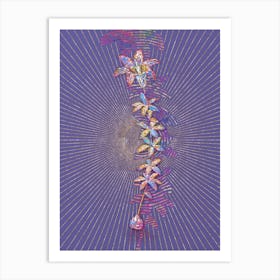 Geometric Wood Lily Mosaic Botanical Art on Veri Peri n.0168 Art Print