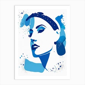 blue matisse watercolour woman portrait 6 Art Print