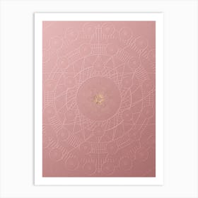 Geometric Gold Glyph on Circle Array in Pink Embossed Paper n.0222 Art Print