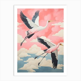 Vintage Japanese Inspired Bird Print Stork 1 Art Print