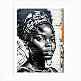 Vintage Graffiti Mural Of Beautiful Black Woman 103 Art Print