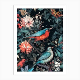 Birds In The Forest nature animal Art Print