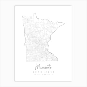 Minnesota Minimal Street Map Art Print