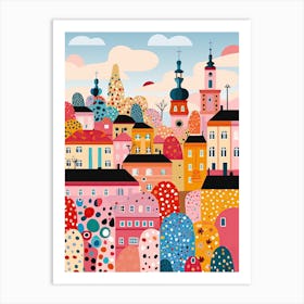 Prague, Illustration In The Style Of Pop Art 4 Art Print