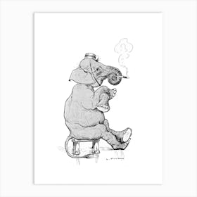 Smoking Elephant, Auguste Vimar Art Print