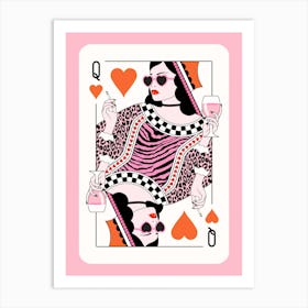 Queen Of Hearts - Pink Champaign and Cigarettes - Pink Leopard Art Print