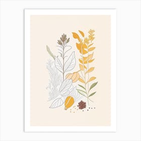 Ginger Spices And Herbs Minimal Line Drawing 1 Art Print