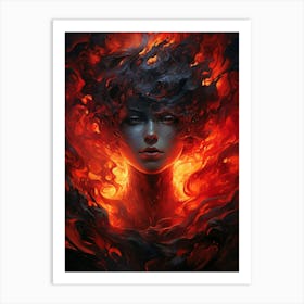 Woman In Flames Art Print