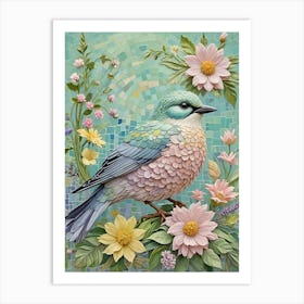 Little Pastel Bird In A Mosaic Art Print