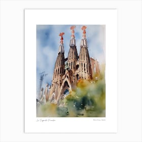 La Sagrada Familia, Barcelona, Spain 2 Watercolour Travel Poster Art Print