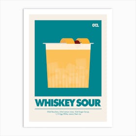 Whiskey Sour, Cocktail Print (Teal) Art Print