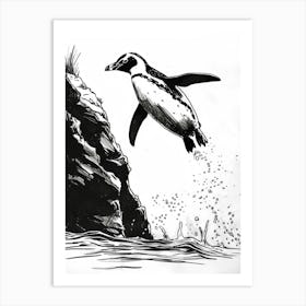 Emperor Penguin Diving Into The Water 2 Art Print