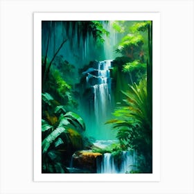 Waterfalls In A Jungle Waterscape Impressionism 2 Art Print