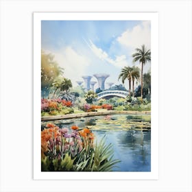 Gardens By The Bay Singapore Watercolour 1 Art Print