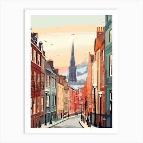 Vintage Winter Travel Illustration Edinburgh Scotland 3 Art Print