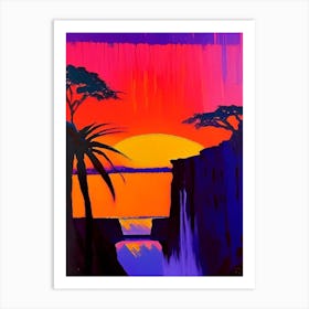 Waterfall Abstract Sunset Art Print