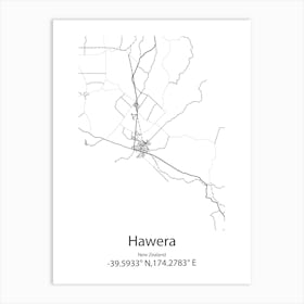 Hawera,New Zealand Minimalist Map Art Print